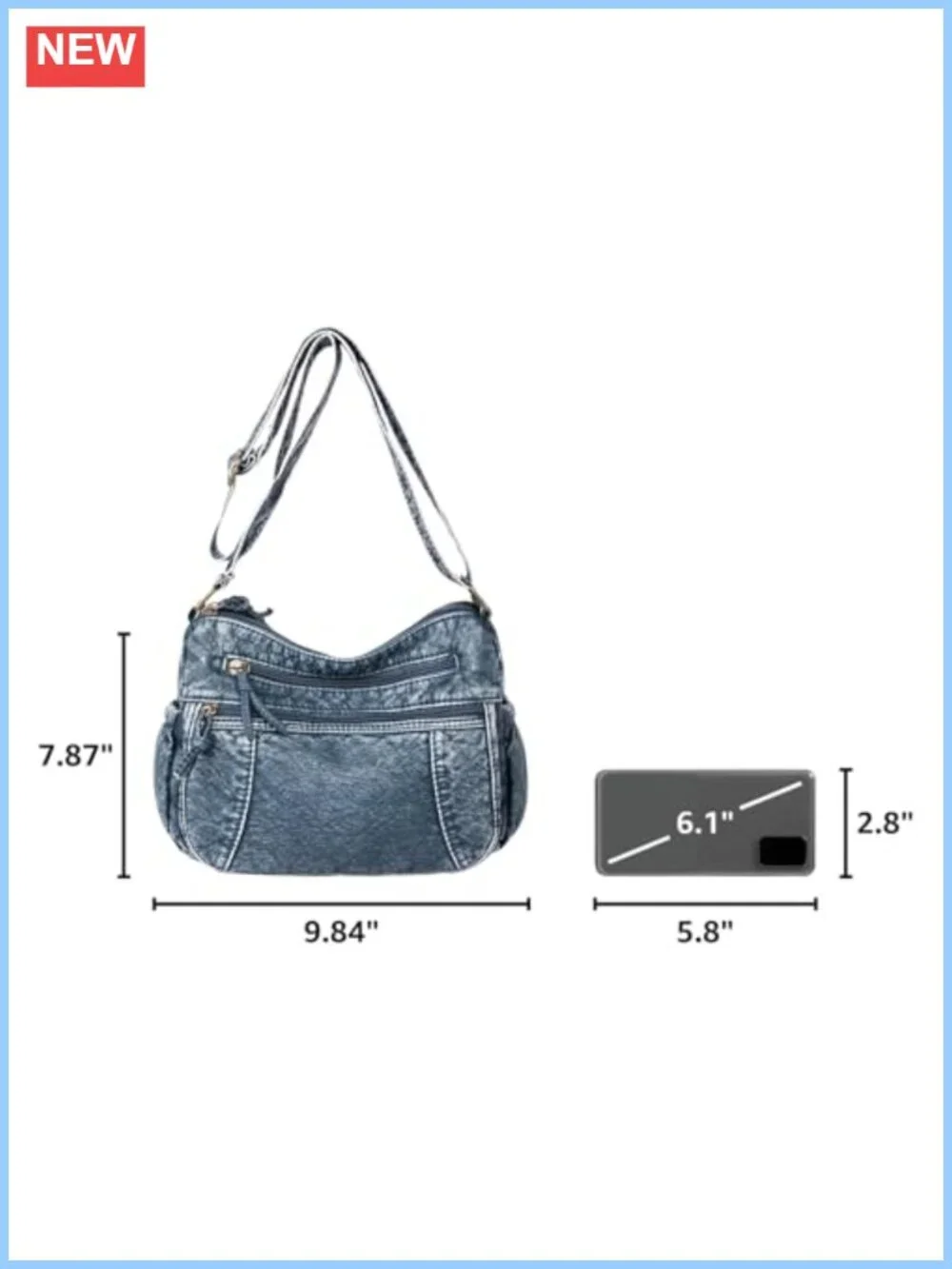 Women's Leather Denim Hobo Bag Crossbody Shoulder Tote Handbag Casual Purse